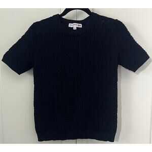 Uniqlo De La Fressange Short Sleeve Knit Sweater Navy Blue Size XS